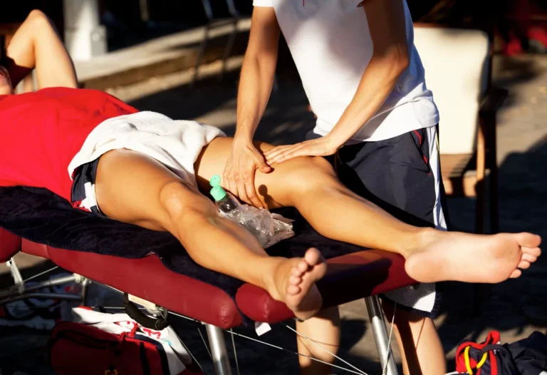 image of a person getting worked on in a clinic for a sports injury